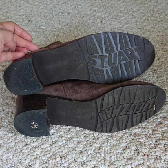 Stuart Weizman leather Eastside double strap moto suede Brown boots size 8.5 - Picture 10 of 10